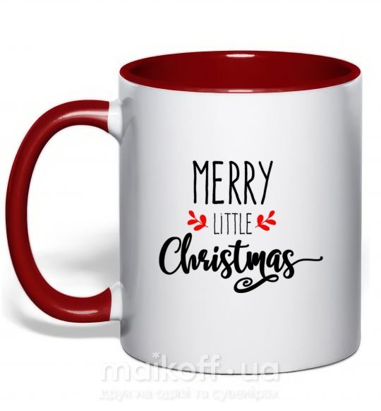 Чашка з кольоровою ручкою Merry little Christmas Червоний фото