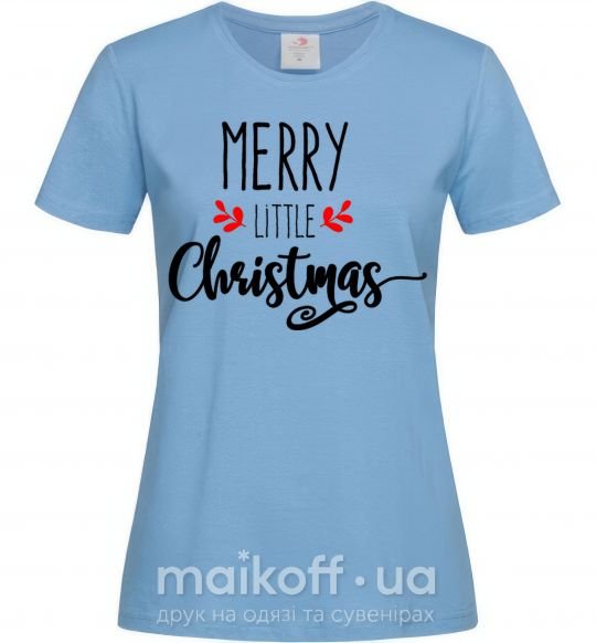 Жіноча футболка Merry little Christmas Блакитний фото