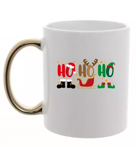 Чашка с цветной ручкой HO-HO-HO Золото фото