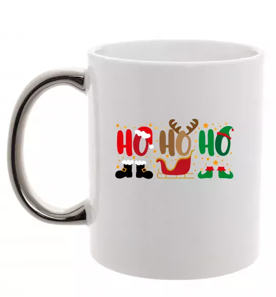 Чашка с цветной ручкой HO-HO-HO Серебро фото