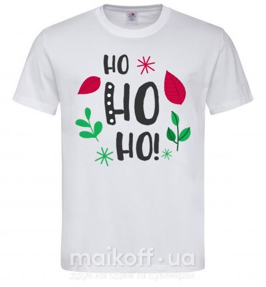 Чоловіча футболка HO-HO-HO листики Білий фото