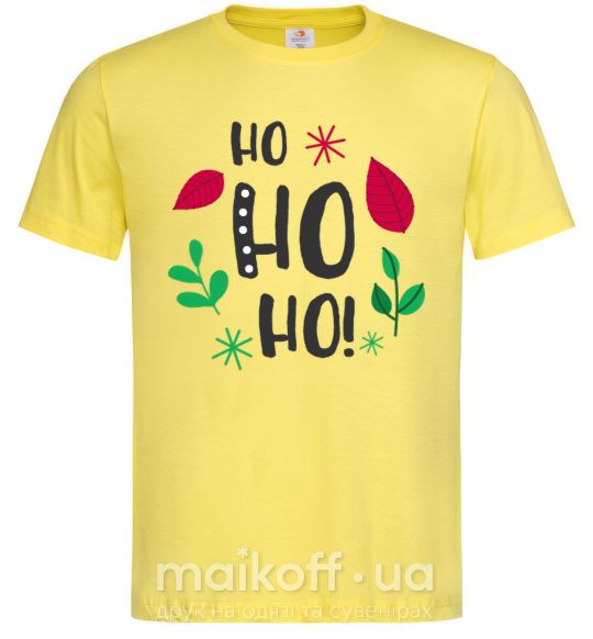 Мужская футболка HO-HO-HO листики Лимонный фото