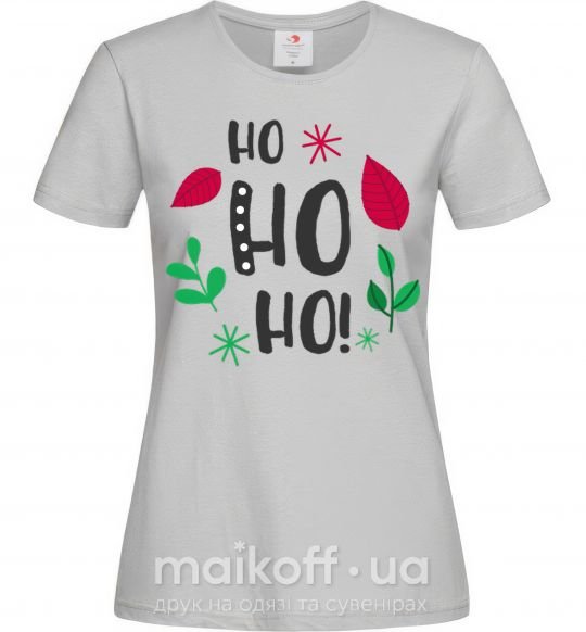 Жіноча футболка HO-HO-HO листики Сірий фото