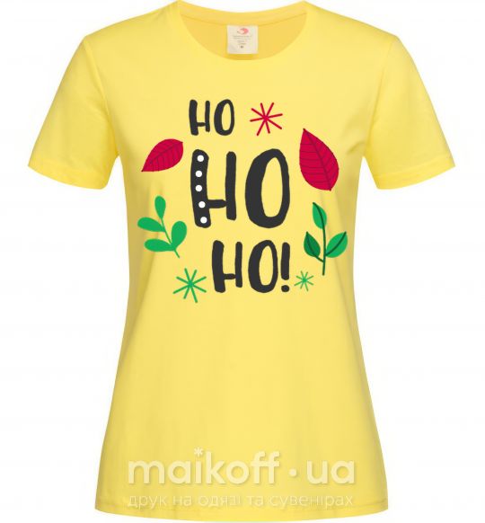 Женская футболка HO-HO-HO листики Лимонный фото