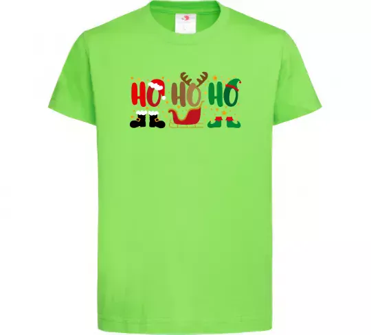 Детская футболка HO-HO-HO Лаймовый фото