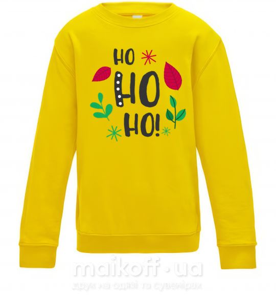 Дитячий світшот HO-HO-HO листики Сонячно жовтий фото