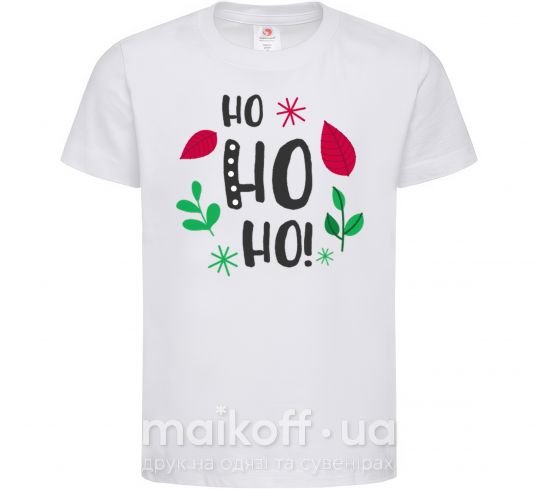 Детская футболка HO-HO-HO листики Белый фото