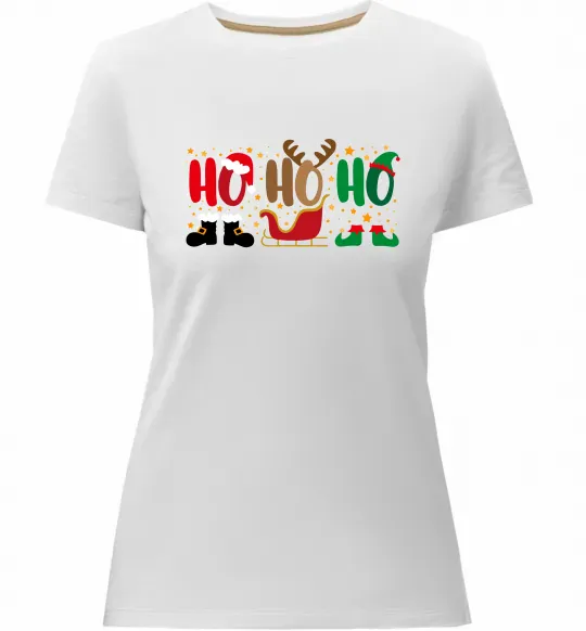 Женская премиум футболка HO-HO-HO Белый фото