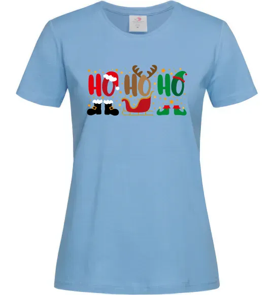 Жіноча футболка HO-HO-HO Блакитний фото