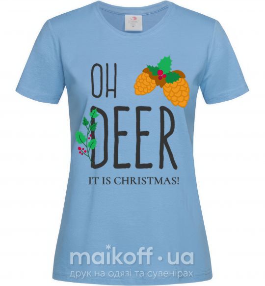 Женская футболка Oh deer шишки Голубой фото