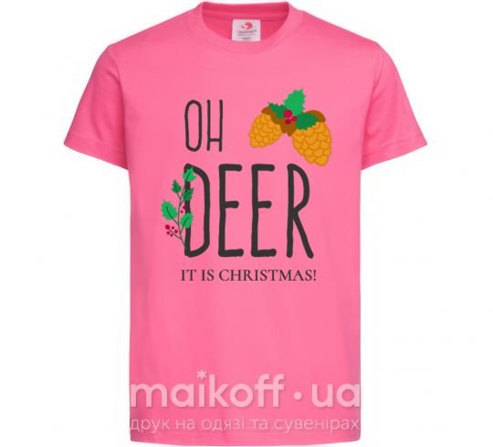 Детская футболка Oh deer шишки Ярко-розовый фото