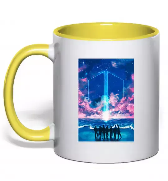 Чашка с цветной ручкой BTS army Солнечно желтый фото