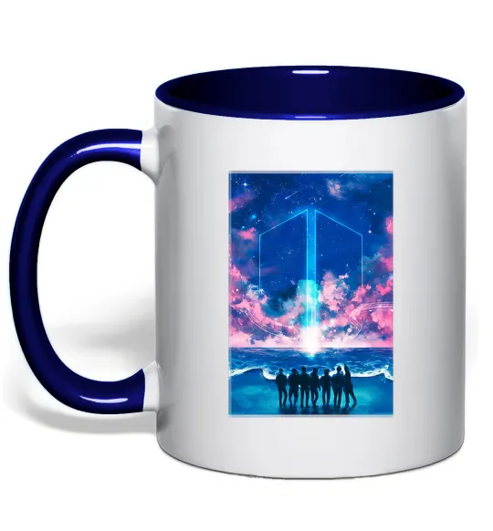 Чашка с цветной ручкой BTS army Глубокий темно-синий фото