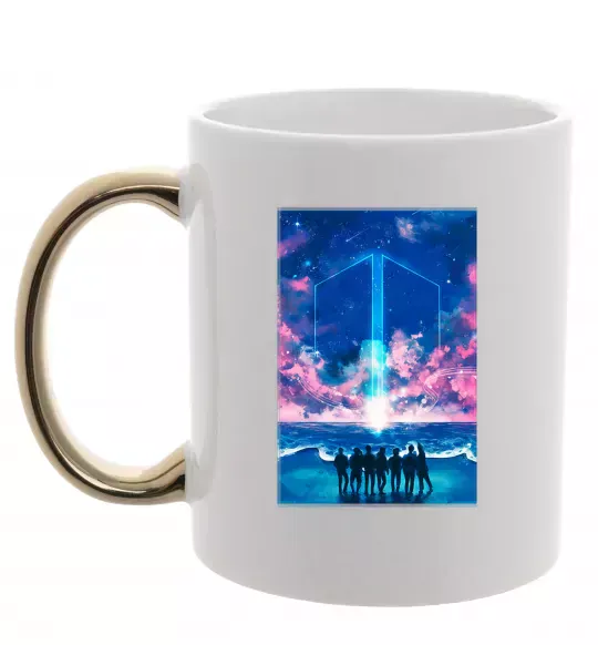 Чашка с цветной ручкой BTS army Золото фото