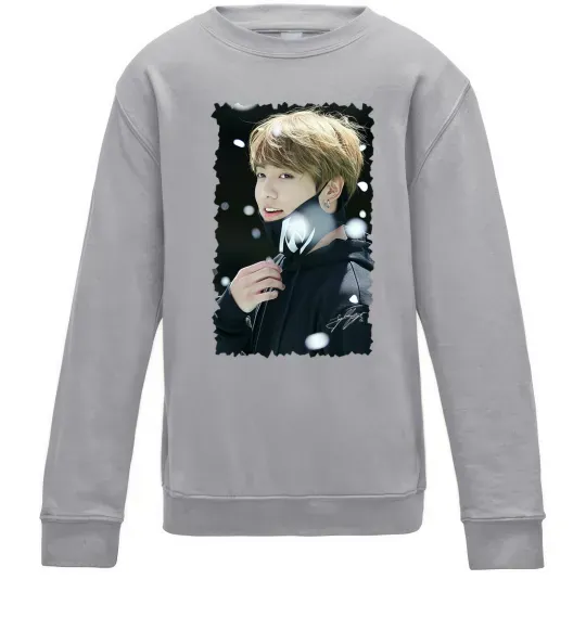 Детский Свитшот Jongkook signature Серый меланж фото