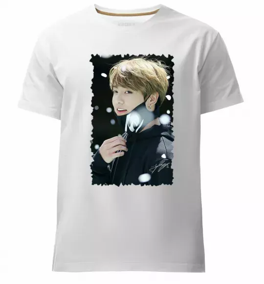 Мужская премиум футболка Jongkook signature Белый фото