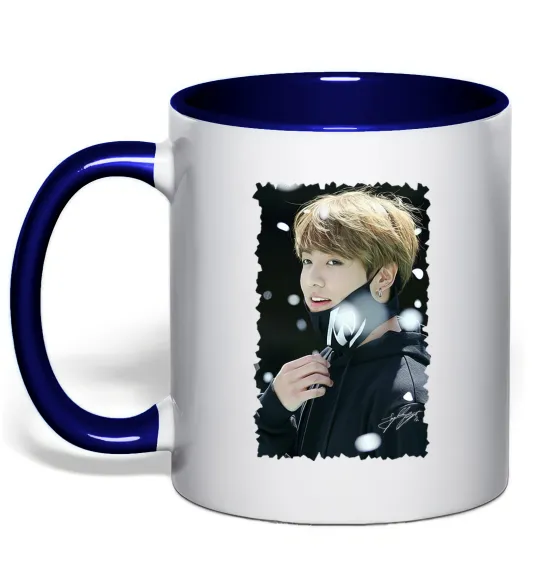 Чашка с цветной ручкой Jongkook signature Глубокий темно-синий фото