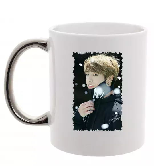 Чашка с цветной ручкой Jongkook signature Серебро фото