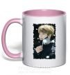 Чашка з кольоровою ручкою Jongkook signature Ніжно рожевий фото