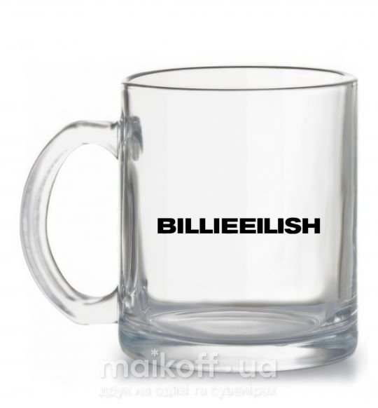 Чашка скляна Billieeilish text Прозорий фото