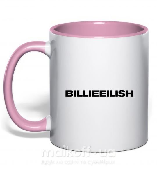 Чашка з кольоровою ручкою Billieeilish text Ніжно рожевий фото