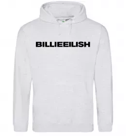 Мужская толстовка (худи) Billieeilish text Серый меланж фото