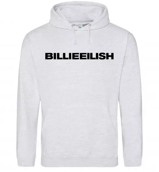 Женская толстовка (худи) Billieeilish text Серый меланж фото