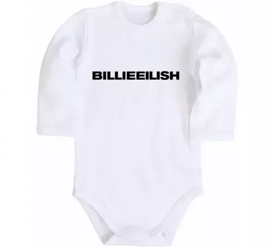 Детский боди Billieeilish text Белый фото