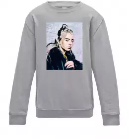 Детский Свитшот Billie чорно-білий Серый меланж фото