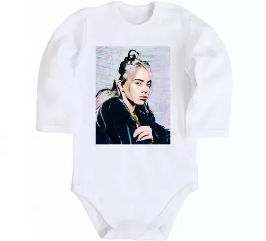 Детский боди Billie Eilish photo Белый фото