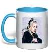 Чашка с цветной ручкой Billie Eilish photo Голубой фото
