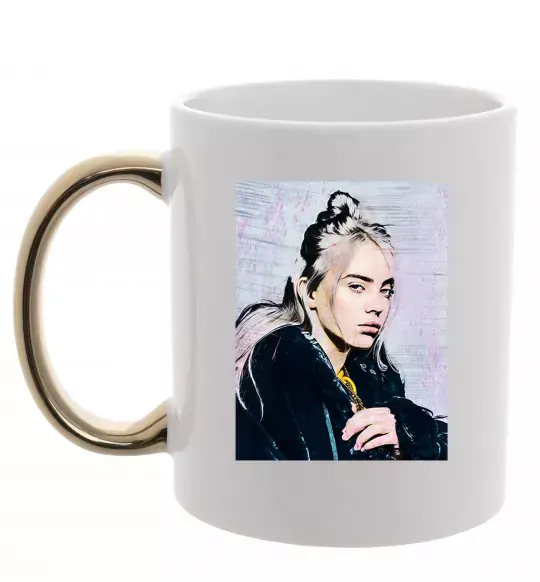 Чашка с цветной ручкой Billie Eilish photo Золото фото