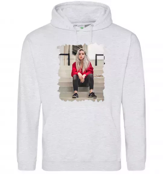 Мужская толстовка (худи) Billie Серый меланж фото