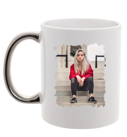 Чашка з кольоровою ручкою Billie Срібло фото