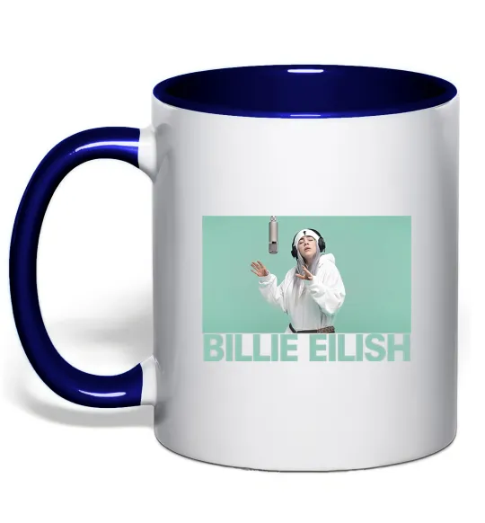 Чашка з кольоровою ручкою Billie Eilish blue Глибокий темно-синій фото