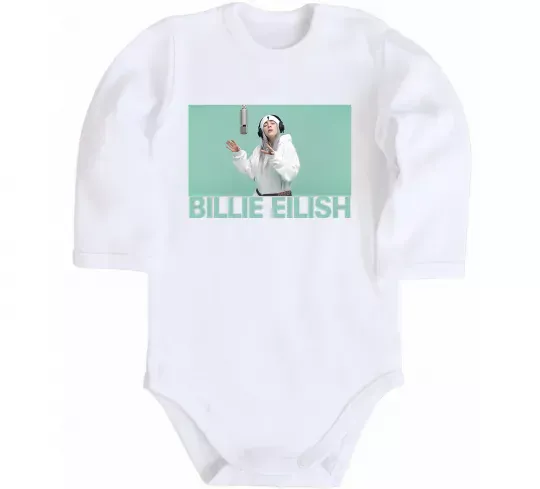 Детский боди Billie Eilish blue Белый фото