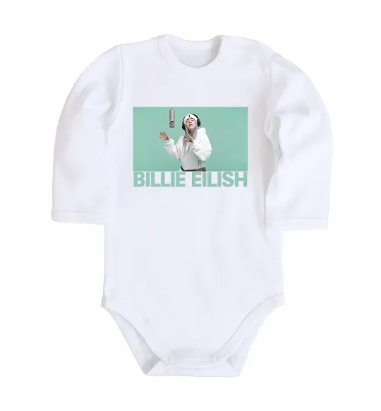 Дитячий бодік Billie Eilish blue Білий фото
