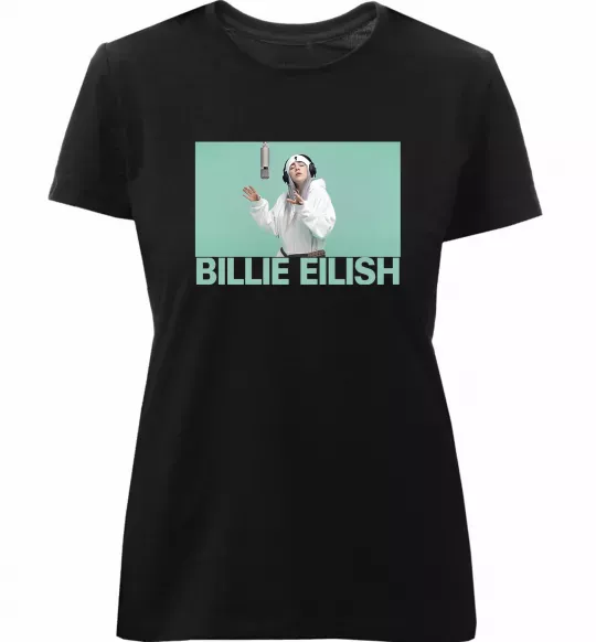Жіноча преміум футболка Billie Eilish blue Чорний фото