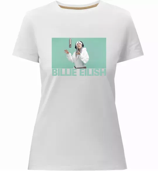 Жіноча преміум футболка Billie Eilish blue Білий фото