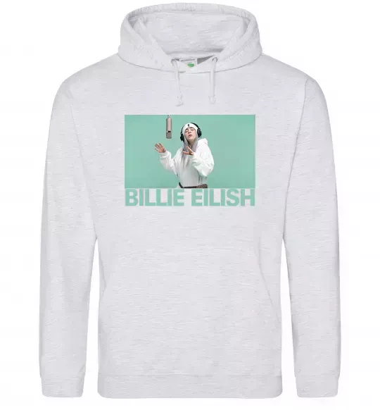 Мужская толстовка (худи) Billie Eilish blue Серый меланж фото