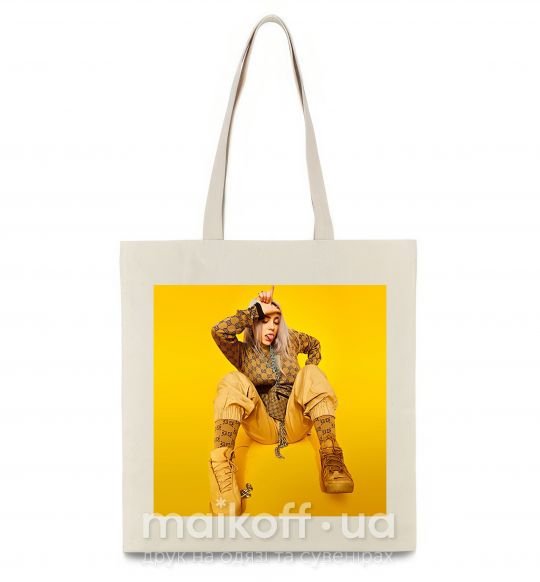 Эко-сумка Billie Eilish yellow Бежевый фото