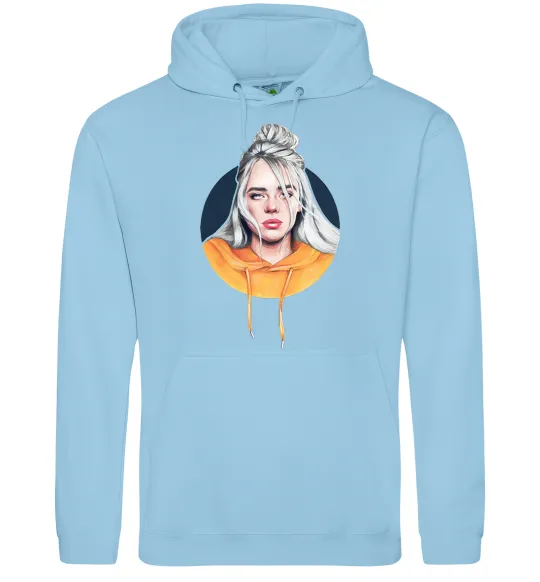 Чоловіча толстовка (худі) Billie Eilish in a circle Блакитний фото