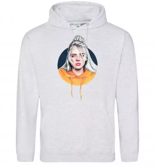 Женская толстовка (худи) Billie Eilish in a circle Серый меланж фото