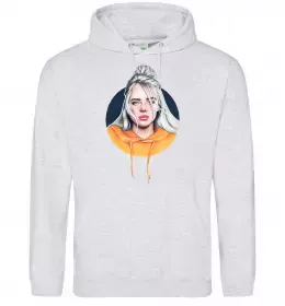 Женская толстовка (худи) Billie Eilish in a circle Серый меланж фото