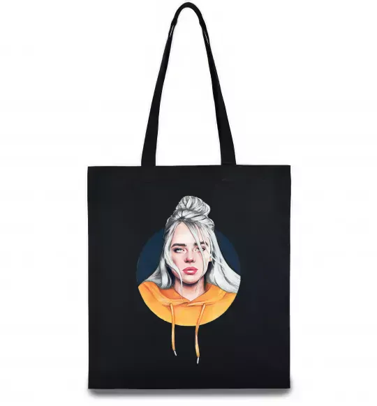 Еко-сумка Billie Eilish in a circle Чорний фото