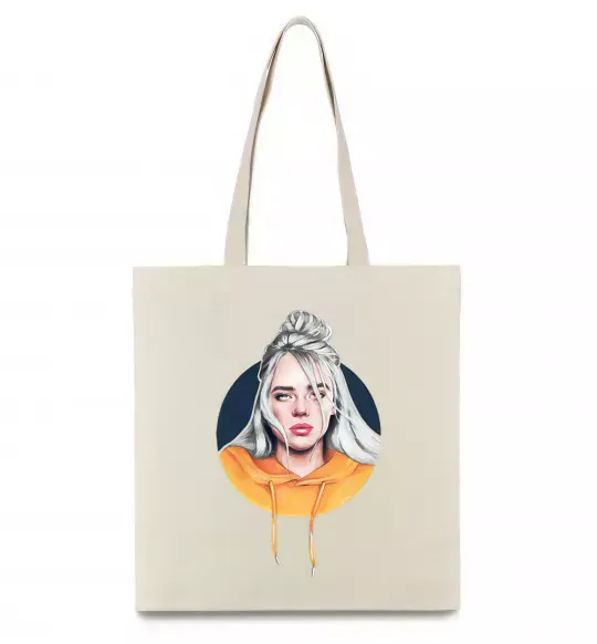 Еко-сумка Billie Eilish in a circle Бежевий фото