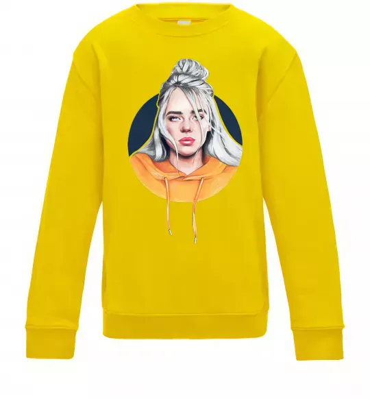 Детский Свитшот Billie Eilish in a circle Солнечно желтый фото