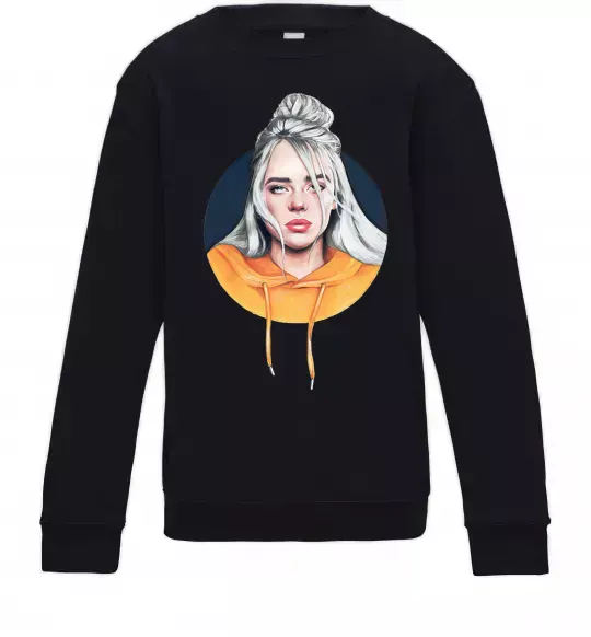 Детский Свитшот Billie Eilish in a circle Черный фото