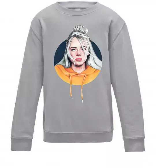 Детский Свитшот Billie Eilish in a circle Серый меланж фото