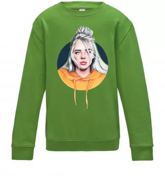 Детский Свитшот Billie Eilish in a circle Лаймовый фото